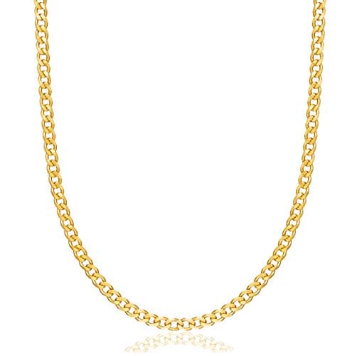 Barzel 18K Gold Plated Curb/Cuban Link Chain Necklace - 2MM, 3MM, 4MM, 5MM, Brazil