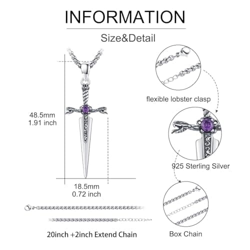 DRINSPER Thor's Hammer Necklace 925 Sterling Silver Norse Jewelry for Men Women