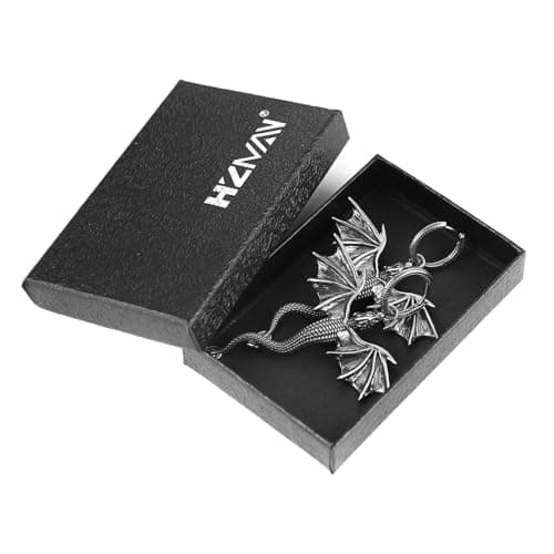 HZMAN Men's Stainless Steel Gothic Punk Dragon Dangle Earrings Jewelry Gift