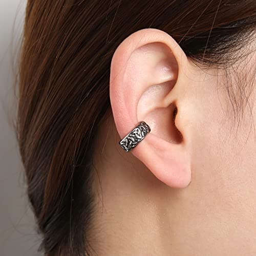 Celtic Knot Ear Cuff Earrings Stainless Steel Clip On Retro Knot Pattern Jewelry Gift for Men Women