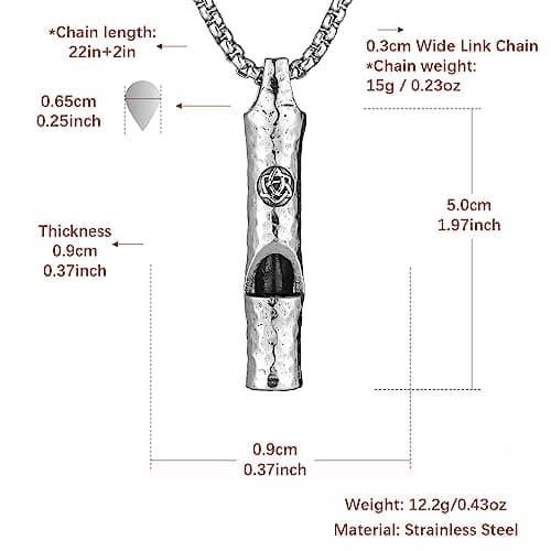 HZMAN Retro Gothic Wolf Whistle Necklace for Adults Outdoor Survival and Dog Training