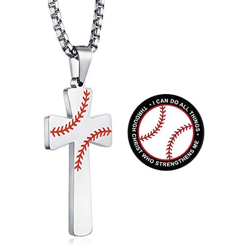 XIEXIELA Stainless Steel Baseball Strength Necklace for Boys & Men