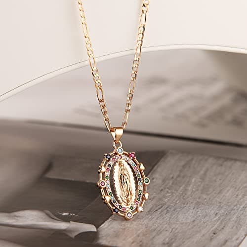 14K Gold Plated Virgin Mary Necklace