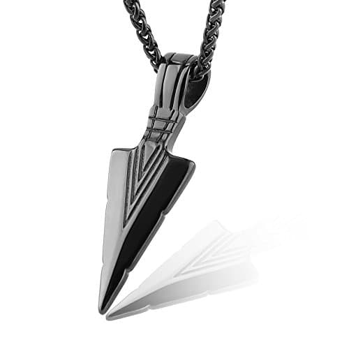 HZMAN Arrowhead Stainless Steel Necklace with Wheat Chain