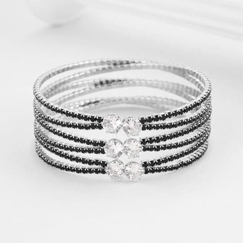 HZMAN Crystal Rhinestone Cuff & Multi-Layer Bracelet for Women Prom Party Wedding