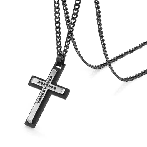 Stainless Steel Double Layer Cross Necklace for Men and Boys
