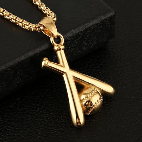 Naivo Fashion Baseball Stainless Steel Pendant Necklace 24'' Chain