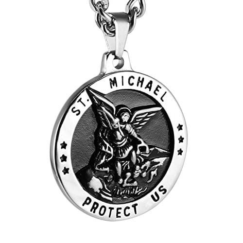 Stainless Steel Archangel St Michael Medal Pendant Necklace