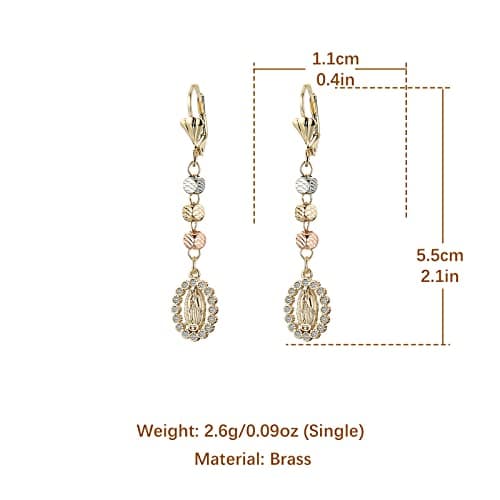 14K Gold Plated Virgin Mary Dangle Earrings for Women Girls