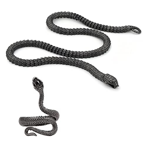 Jormungandr Serpent Necklace Set: Men's Stainless Steel Vintage Amulet