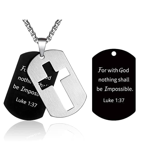Stainless Steel Cross Necklace for Men and Boys with Lord's Prayer Pendant