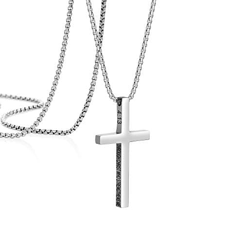 Christian Cross Necklace for Men Gold Silver Black Gifts