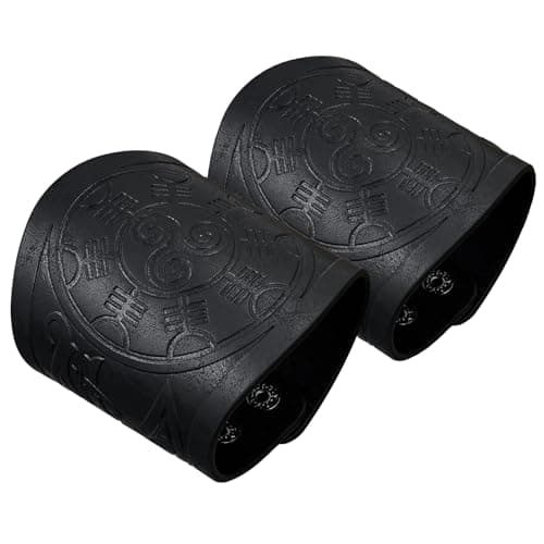 HiiFeuer 2 PCS Viking Embossed Faux Leather Cuff Bracelet