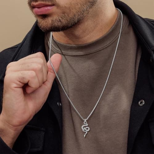 925 Sterling Silver Lattd Snake Pendant Gothic Jewelry for Men and Women