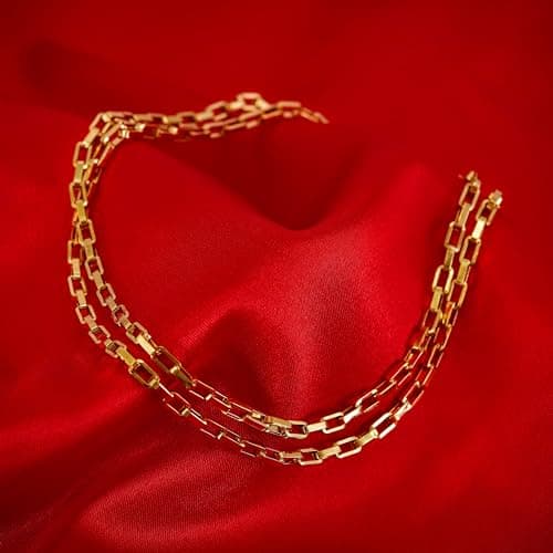 24k Gold Plated Paperclip Chain Necklace for Men and Women