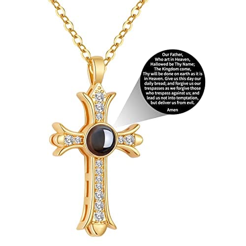 Apsvo Gold/Silver Cross Pendant Bible Verse Necklace for Women Christian Jewelry