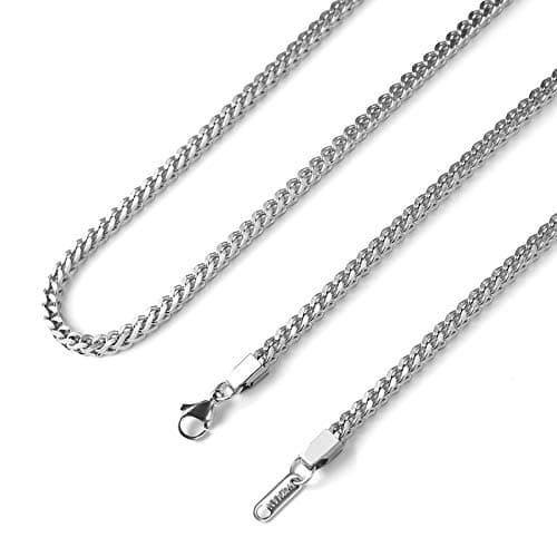 Stainless Steel Franco Square Box Link Chain Necklace for Men and Women