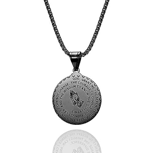 Christian Serenity Prayer Necklace with Lord's Prayer Pendant