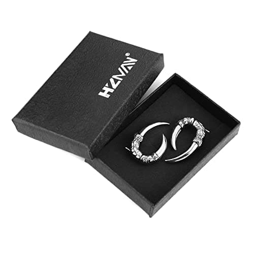 HZMAN Stainless Steel Dragon Claw Stud Earrings for Men & Women Gothic Punk Jewelry