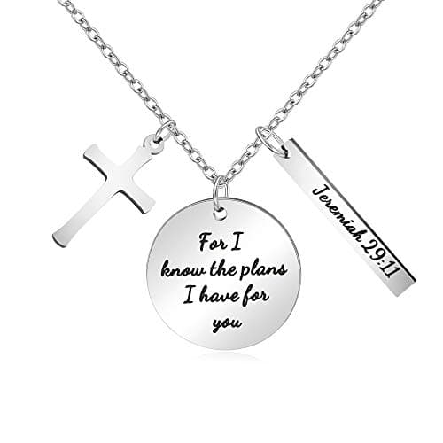 Christian Bible Verse Cross Pendant Necklace for Women - Faith Prayer Charm Jewelry for Birthday and Christmas