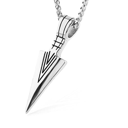 HZMAN Arrowhead Stainless Steel Necklace with Wheat Chain