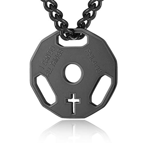 Stainless Steel Dumbbell Barbell Pendant Necklace