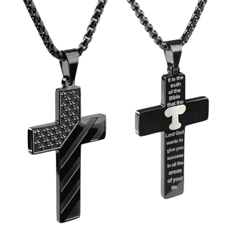 Premium Men's REGIS Cross Necklace with 24-Inch Lord's Prayer Pendant