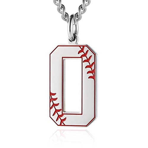 HZMAN Baseball Initial Pendant Necklace with Stainless Steel Charms