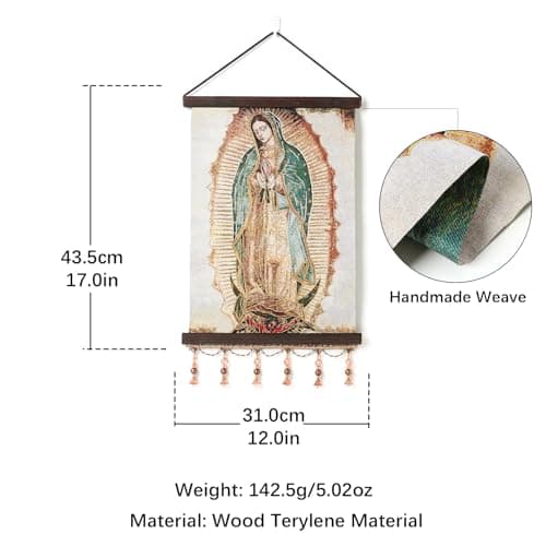 HZMAN Virgin Mary Retro Wall Art Decor - Handmade 17x12 Inch Framed Print for Living Room and Bedroom