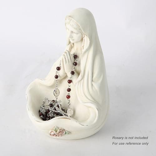BC BUILDCLASSIC Blessed Virgin Mary Statue, Handmade Renaissance Sculpture, Catholic Home Decor & Rosary Holder