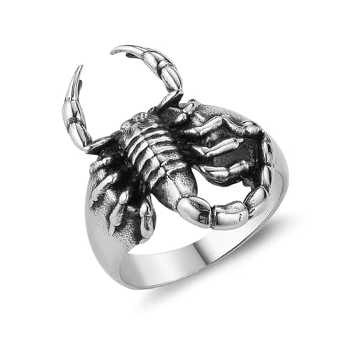 HZMAN Gothic Stainless Steel Scorpion Ring for Men Halloween Jewelry