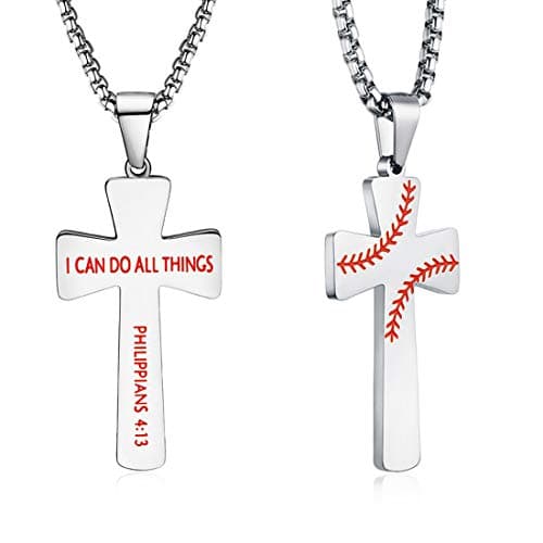 XIEXIELA Stainless Steel Baseball Strength Necklace for Boys & Men