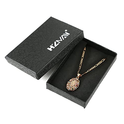 14K Gold Plated Virgin Mary Necklace - Our Lady of Guadalupe Pendant for Women