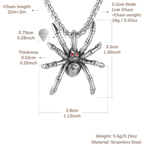 HZMAN Men's Gothic Stainless Steel Halloween Pendant Necklace Jewelry Gift