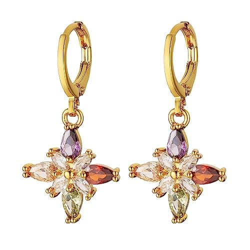 Crystal Flower Earrings for Women Girls