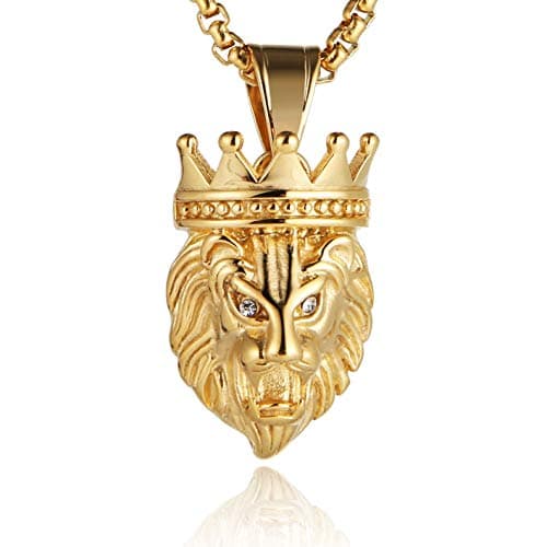 Stainless Steel Lion King Pendant Necklace for Men