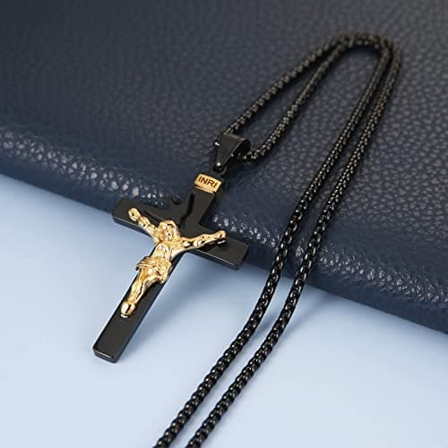 HZMAN Holy Land INRI Cross Crucifix Pendant Necklace + Free Chain