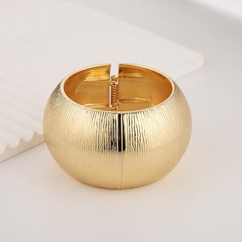 HZMAN Thick Wide Chunky 7.0 Inch Bangle Bracelet for Women