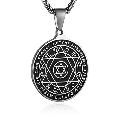 Stainless steel Talisman Seal Solomon Star Pendant Necklace - 12 Constellations