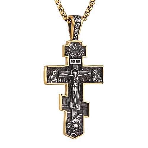 HZMAN Byzantine Cross Necklace for Men and Women
