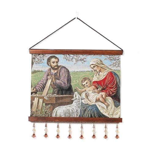 HZMAN Retro Handmade Jesus and Virgin Mary Wall Art Decor - Sacred Heart Aesthetic for Living Room or Bedroom, Framed 16x12.5 Inch