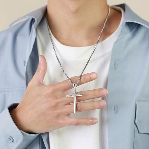 Baseball Cross Pendant Necklace - Stainless Steel Hip Hop Jewelry for Athletes and Sports Lovers