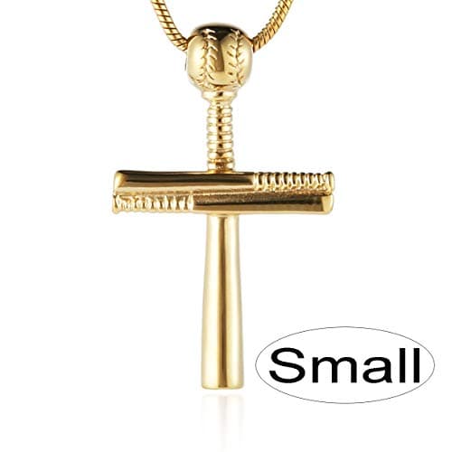 HZMAN Stainless Steel Baseball Bat Cross Necklace - Large & Small Options