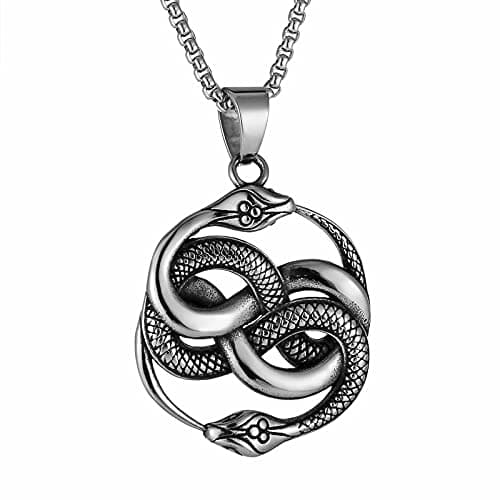 Men's Gothic Snake Pendant Chain Necklace, Stainless Steel