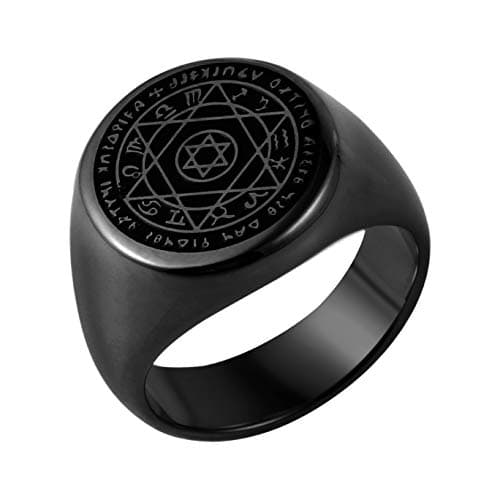HZMAN Solomon Seal Constellation Rings Stainless Steel for Men Women