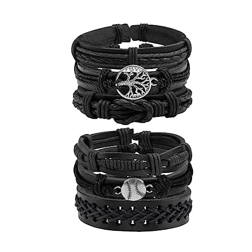Manfnee Braided Leather Adjustable Bracelet for Men and Women