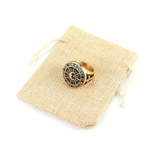 HZMAN Men's Stainless Steel Sun Moon Ring with Biblical Verse Cross Christian Jewelry