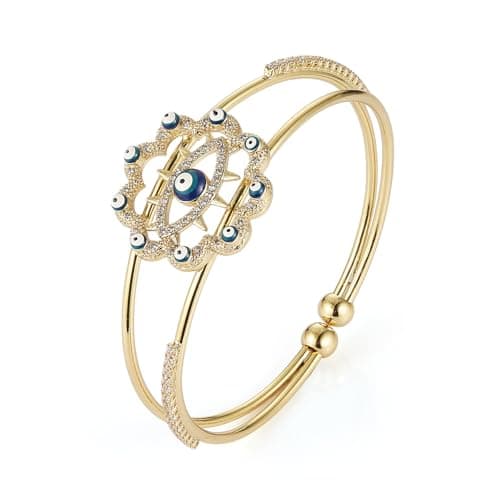 HZMAN Evil Eye Dainty 18K Gold Plated Women's Adjustable Bracelet Jewelry Gift
