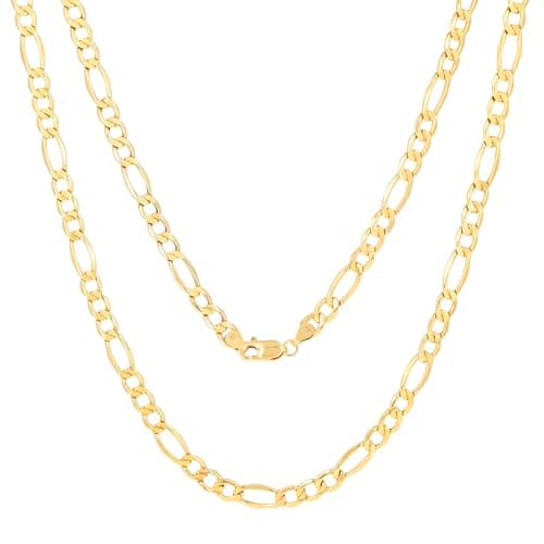 Nuragold Real Yellow Gold Figaro Chain Necklace (16"-30")