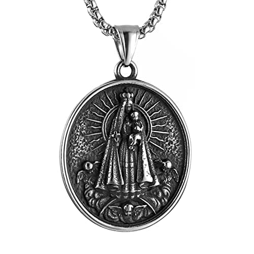 HZMAN Stainless Steel Religious Christian Amulet Pendant Necklace